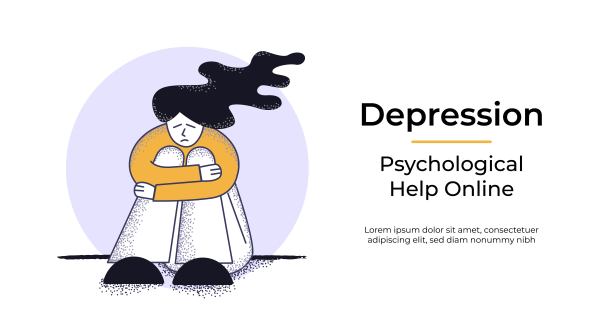 网站横幅上有一个抑郁的绝望的女人概念图片下载