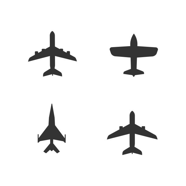 应用于App和网站的飞机航空扁平图标图片下载