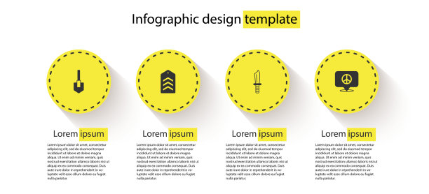 设置铲子，Chevron，军刀和位置和平。业务信息模板。向量图片下载