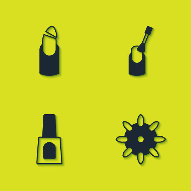 设置断指甲，假指甲，指甲油和美甲图标。向量图片下载