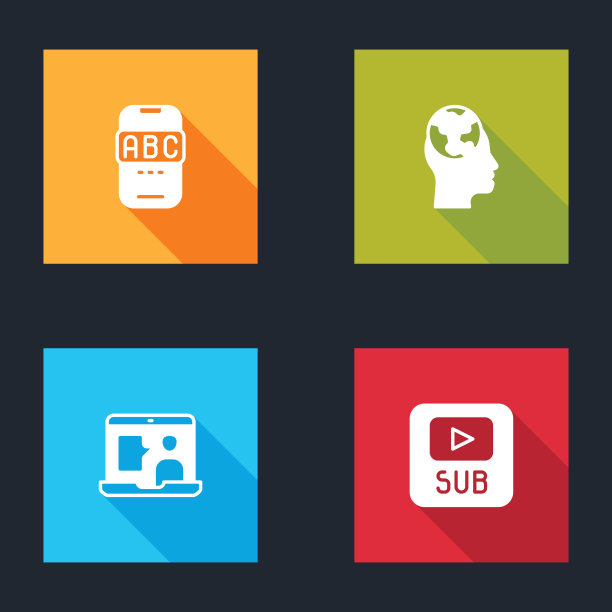 设置“外语在线学习”、“外语学习”、“带字幕的视频”。向量图片下载