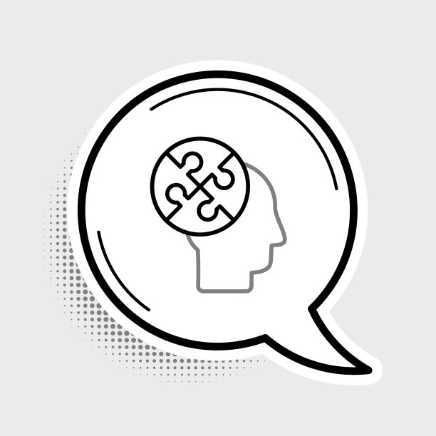 线人的头谜题策略图标孤立在灰色背景上。思考的大脑信号。大脑的符号工作。色彩斑斓的轮廓的概念。向量图片下载