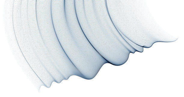 动态波透明薄纱织物对风，颗粒流动，效果在运动。向量抽象背景。3d形状的点混合网格，放松平静的壁纸。图片下载