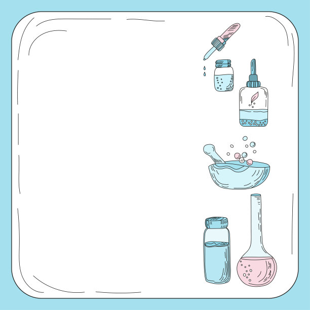 顺势疗法和替代疗法的方格横幅与复制空间。矢量插图与蔬菜瓶和烧瓶油在柔和的颜色。图片下载