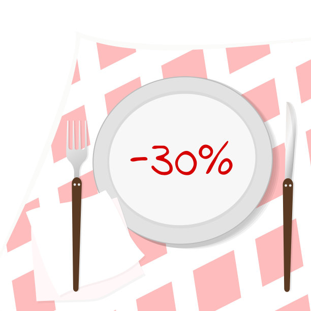 咖啡馆或餐厅菜单上显示食物30%折扣的横幅图片下载