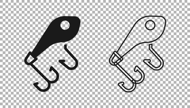 黑色鱼饵图标孤立在透明背景上。渔具。向量图片下载