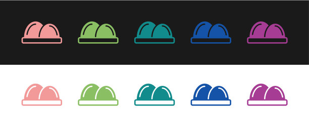 设置寿司图标孤立在黑白背景上。日本传统食物。向量图片下载