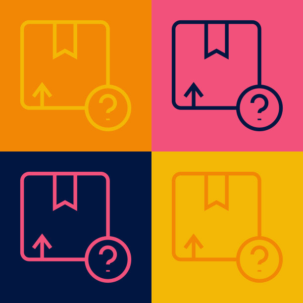 波普艺术线纸箱纸盒图标孤立的颜色背景。盒子，包裹，包裹标志。交付和包装。向量图片下载