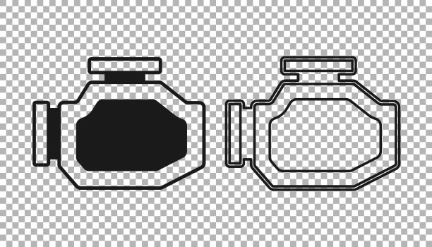 黑色检查引擎图标孤立在透明的背景。向量图片下载