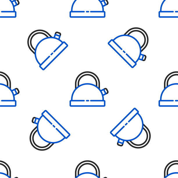 线水壶与手柄图标孤立无缝模式上的白色背景。茶壶图标。色彩斑斓的轮廓的概念。向量图片下载