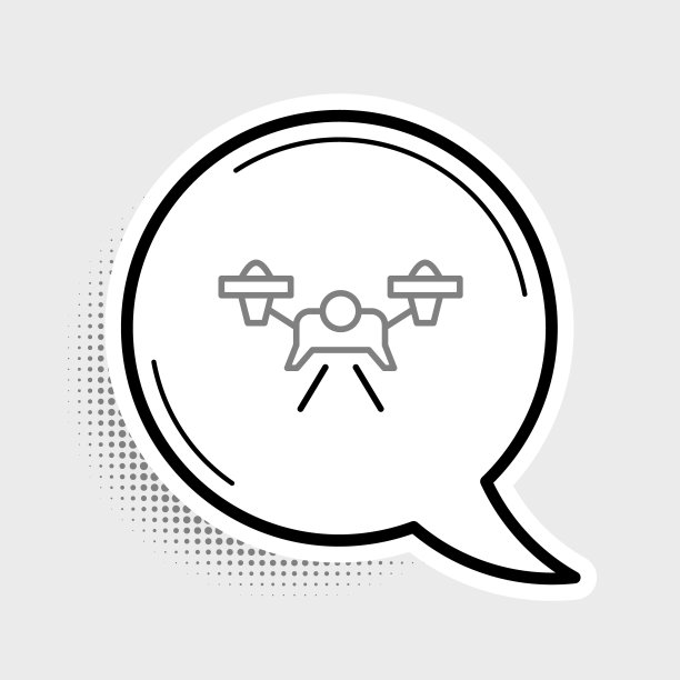 线无人机飞行图标孤立在灰色背景上。四轴飞行器与视频和照片相机符号。色彩斑斓的轮廓的概念。向量图片下载