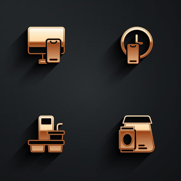 集在线订餐，24小时送餐，咖啡杯送餐和长影子图标。向量图片下载