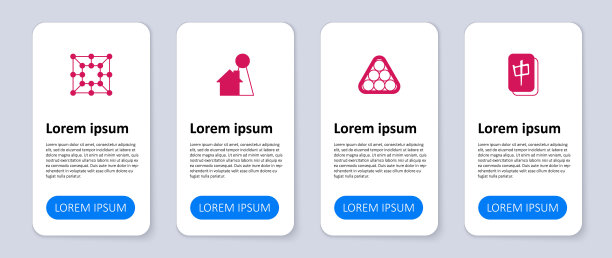 集麻将子，台球在三角形，筹码棋盘游戏和棋盘。业务信息模板。向量图片下载