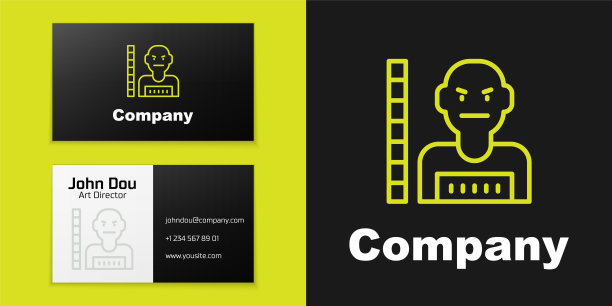 标识线犯罪嫌疑人图标孤立在黑色背景上。犯人在监狱里，嫌疑靠近黑板。Logo设计模板元素。向量图片下载