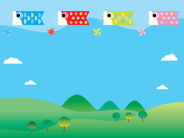 儿童节那天，天空中飘浮着鲤鱼。图片下载