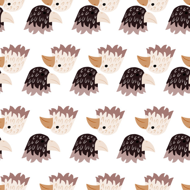 老鹰图案无缝的写意风格。彩色背景上的头掠食者。矢量插图的纺织品。图片下载