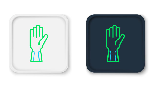 线防护手套图标孤立在白色背景上。色彩斑斓的轮廓的概念。向量图片下载