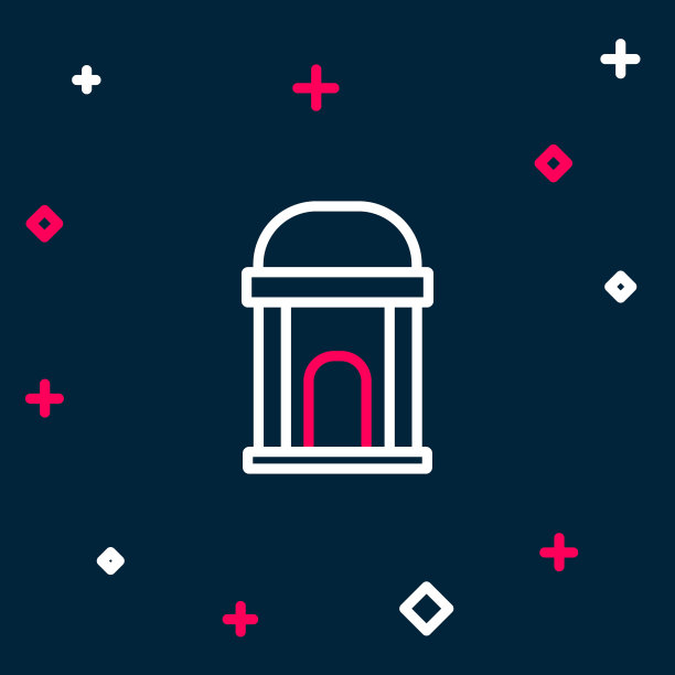 线旧地穴图标孤立在蓝色背景上。墓地的象征。埋葬死者的藏骨或地窖。色彩斑斓的轮廓的概念。向量图片下载