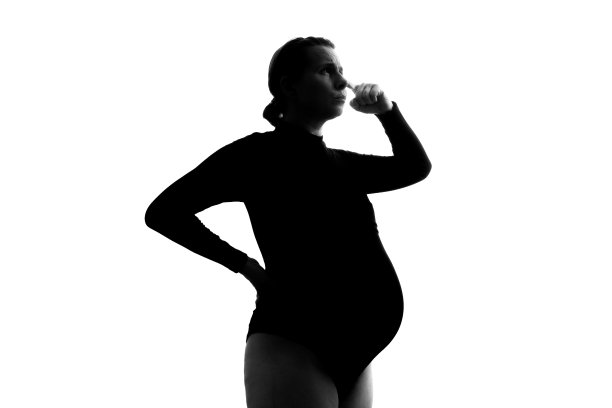 沉思的孕妇产生了想法。轮廓侧面图片下载