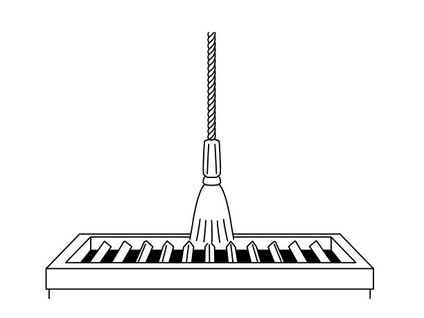一根弦和一个能敲响日本神社钟的祭品盒图片下载