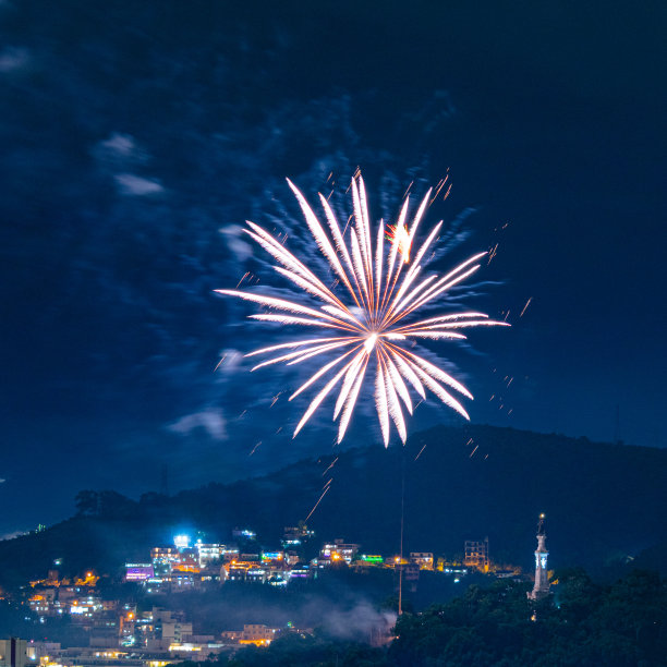 新年的夜晚(Réveillon)烟花在天空中绽放。活动为2022年抵达Niterói，里约热内卢de Janeiro，巴西。图片下载