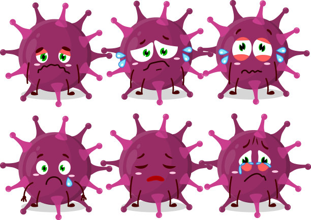 冠状病毒科卡通人物带着悲伤图片下载