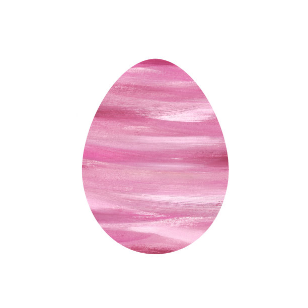 复活节彩蛋与抽象的粉红色和白色水平条纹，孤立在一个白色的背景。水彩插图。节日的象征。图标。用于明信片的设计。图片下载