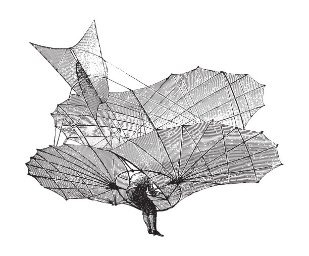 老飞机-古董雕刻插图图片下载