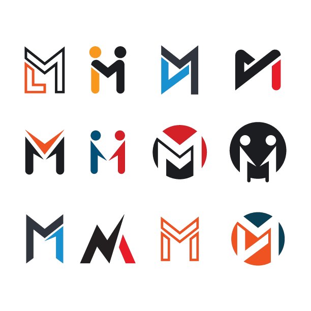 M字母矢量图标模板插图图片下载