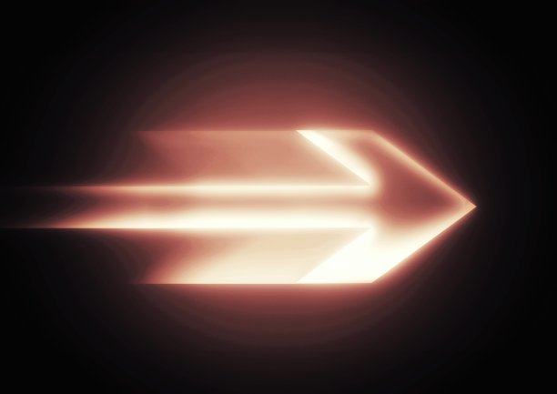 三维插图的光箭飞行通过黑暗与技术的概念图片下载