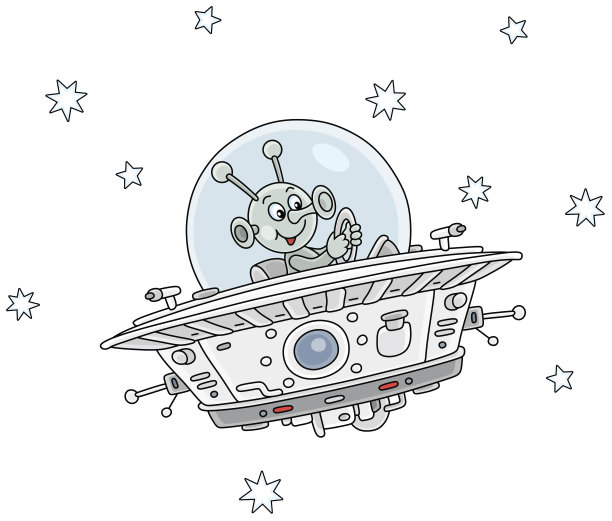 有趣的外星人驾驶着飞碟图片下载