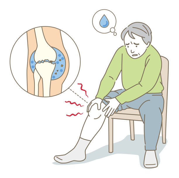 一个中年人膝盖上被水弄伤的矢量图图片下载