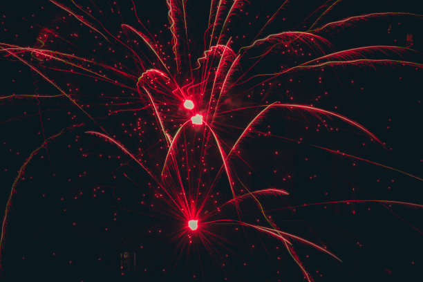 五彩缤纷的烟花破裂。节日的烟花正盛开。图片下载