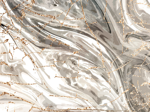 灰色大理石帆布抽象绘画背景与黄金纹理。向量图片下载