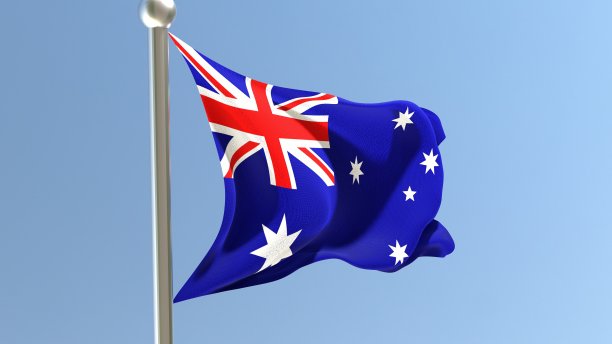 旗杆上挂着澳大利亚国旗。图片下载
