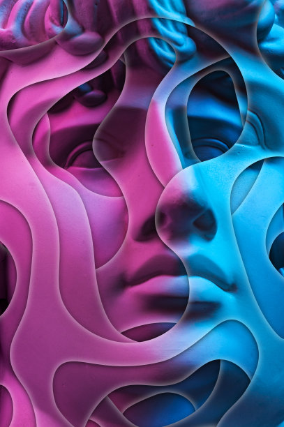 波普艺术风格的石膏仿古人脸拼贴画。现代创意概念形象与古代雕像头像。电子杂志的文化。当代艺术海报。时髦的极简主义。复古设计。图片下载