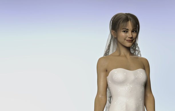 美丽的婚礼的新娘。3 d渲染。图片下载