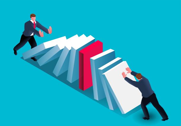 两名商人推出多菜单，业务多米诺效应，业务概念说明图片下载