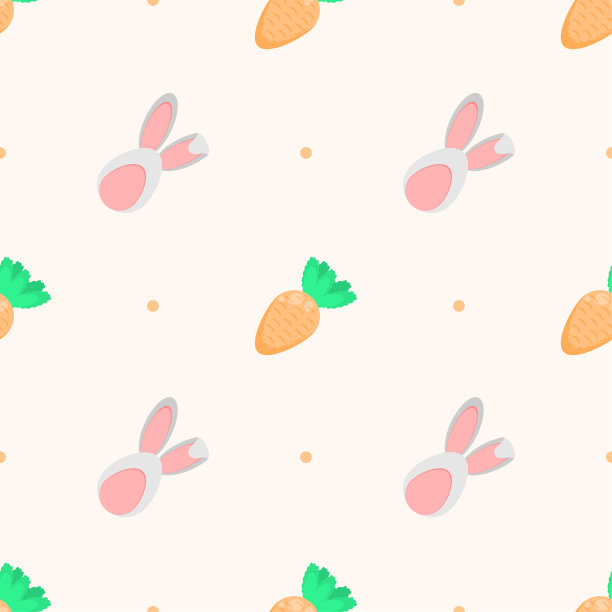 摘要涂鸦无缝图案动物兔子与胡萝卜自然织物背景装饰矢量设计风格印花纺织品，服装，礼品包装，壁纸，蜡笔图片下载