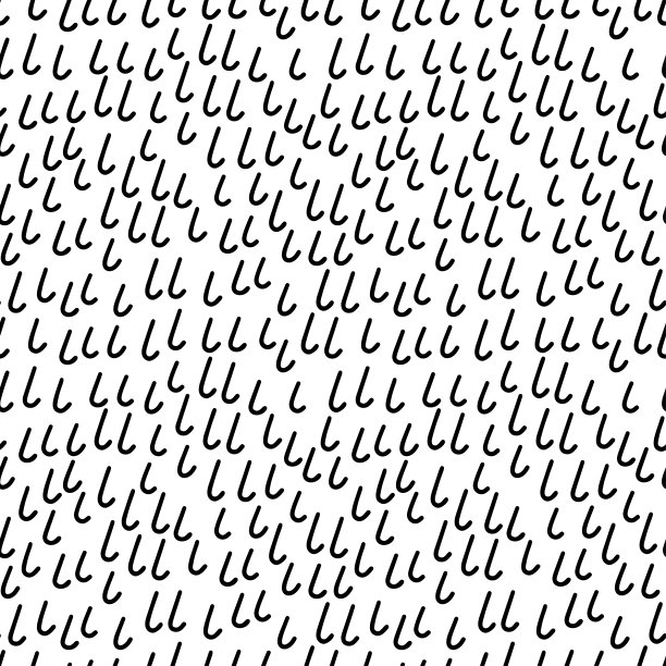 抽象手绘无缝图案与钩形元素。黑白纹理。图片下载