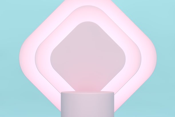 粉色和蓝色的空白场景，空的产品展台，空的产品展示舞台图片下载