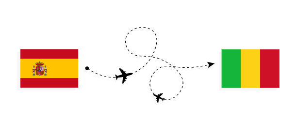 飞行和旅行从西班牙到马里乘客机的旅行概念图片下载