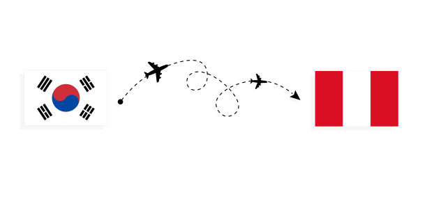 飞行和旅行从韩国到秘鲁乘客机的旅行概念图片下载