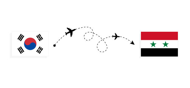 飞行和旅行从韩国到叙利亚乘客机的旅行概念图片下载