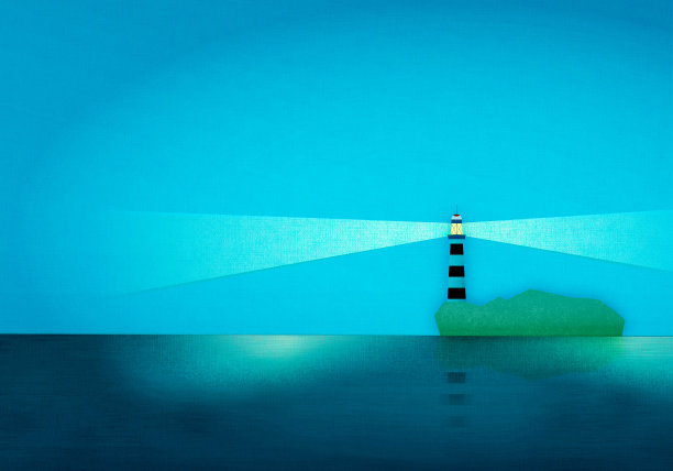 岛上灯塔的夜景图片下载