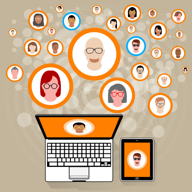 平板电脑和笔记本电脑-社会媒体连接图片下载