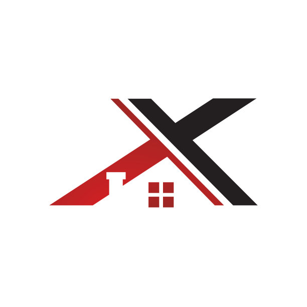 字母X标志结合现代屋顶和初始的X矢量创意公司图标设计插画图片下载