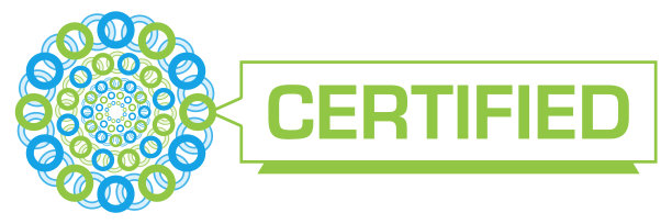 认证的绿色蓝色环圆形三角形盒子图片下载