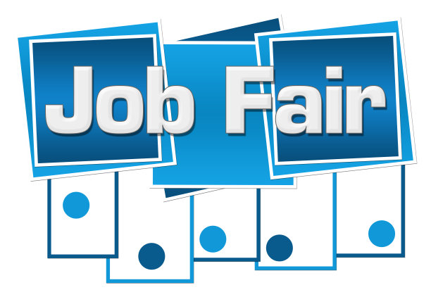 招聘会蓝色方块条纹圆点底部图片下载