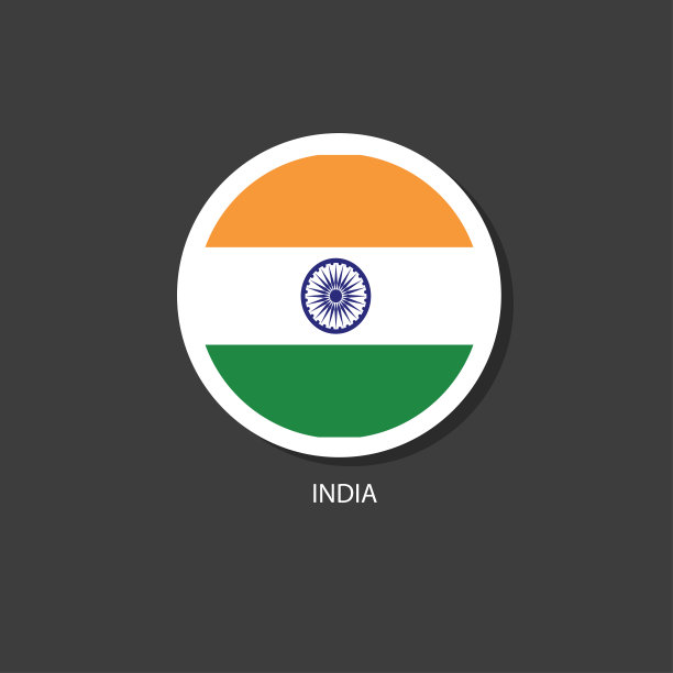 印度国旗矢量圆形形状。图片下载